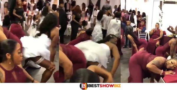 (Video) Bride Shows Her Dro.ss While Tw3rking With Bridesmaids At Her Wedding Reception