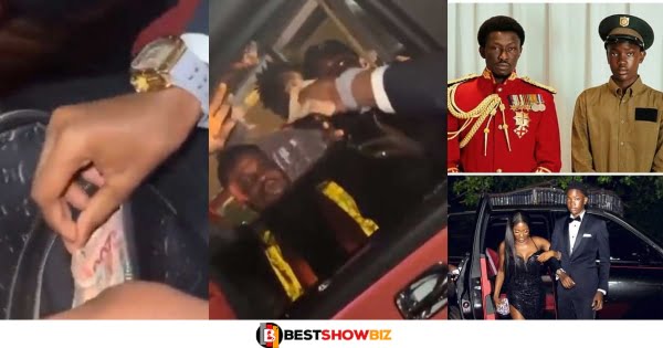 (Video) Cheddar’s son stops his Rolls Royce to gift money to street boys after GIS Prom Night