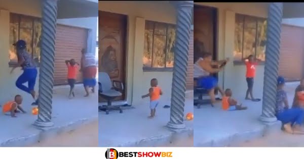 (Video) Family runs into rooms and leaves toddler outside after hearing a gunshot