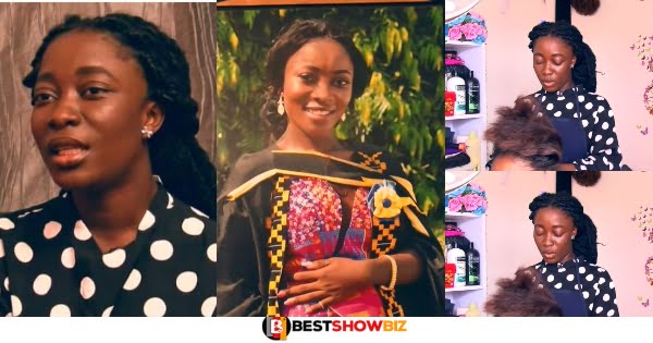 (Video) First-Class Graduate of University of Ghana Turns Hairdresser after Years of Being Jobless