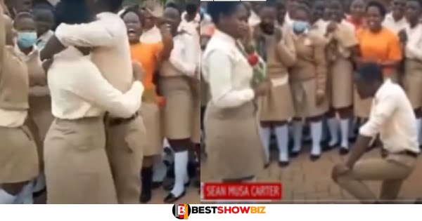 (Video) Male Student Proposes To His Girlfriend During Assembly In Presence Of Teachers And Colleagues
