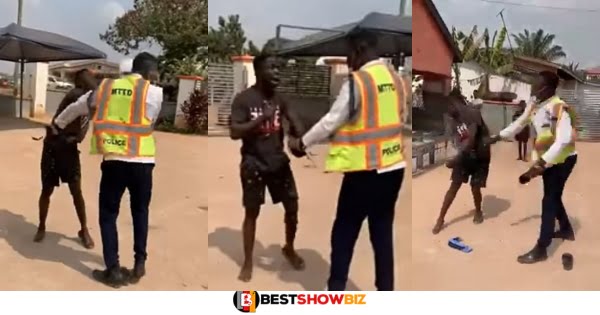 (Video) Massive Reactions As Fearless Man Fights A Police Officer On Highway.
