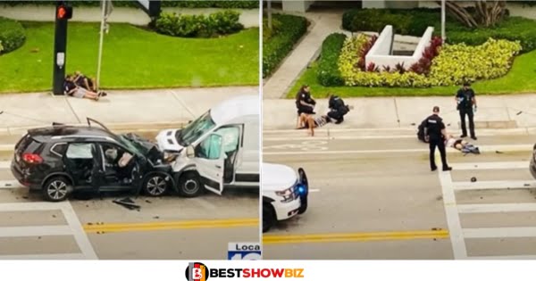 Woman giving B.J on a driver causes serious accident in the US (Video)