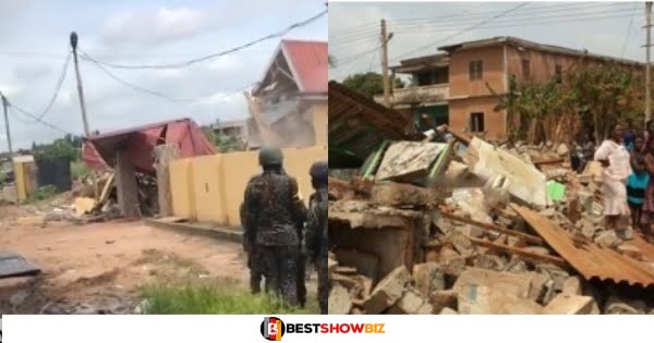 Sad video of landlords and tenants crying as their houses are being demolished at Adenta (watch)