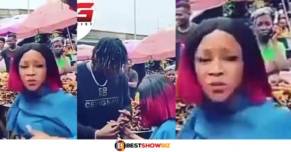 (Video) Lady Embarrasses Boyfriend As She Strips Him Nᾶkẽd At The Market For Cheating