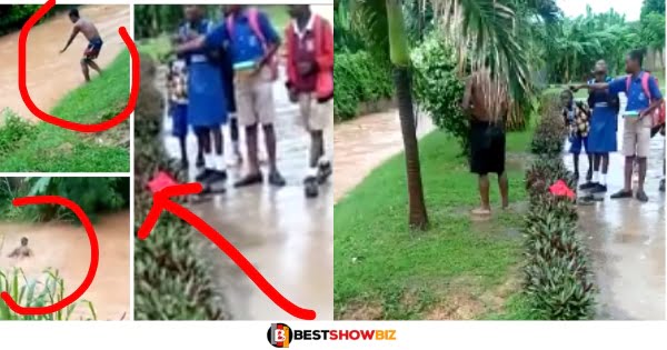 Watch the sad moment a brave boy gets drowned in Flood water after he tried saving a chicken in the rain (video)