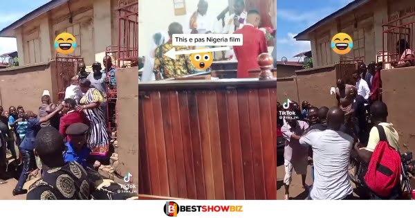 Family members of a wife storm church to stop the husband from getting married to another woman (watch video)