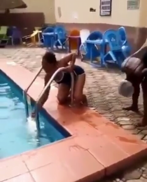 Lady disgraces herself at a pool party