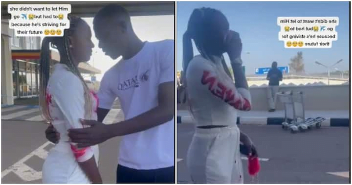 Emotional Moment Young Couple Part Ways At The Airport As The Man Leaves For Abroad (Video)