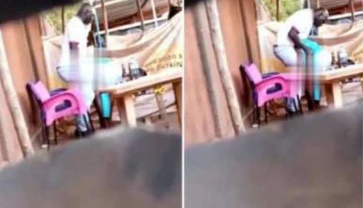 (VIDEO) Big Man Caught On Camera 'Eating' A Waitress in Broad Daylight