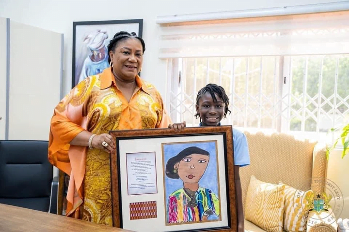 Massive Reactions As A Young Girl Draws A Cartoon Portrait To The First Lady (Photos)