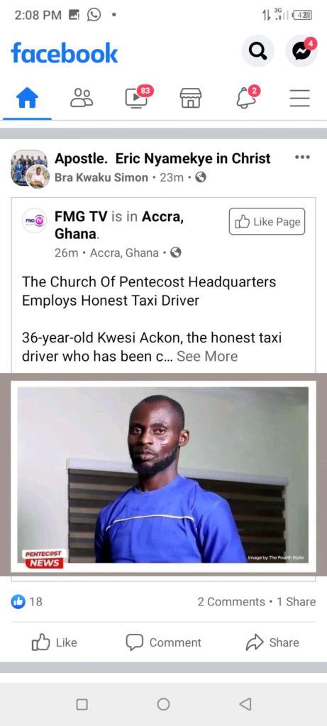 Honest Taxi Driver Finally Gets Job At The Church Of Pentecost's Headquarters - Details