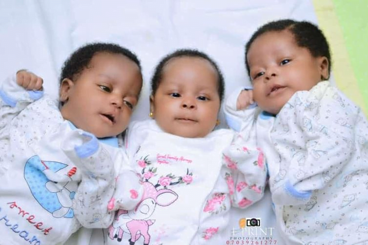 Nigerian woman welcomes triplets after 18 years of marriage