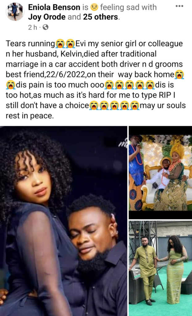 Tears Flow As Nice Couple D!e In Accident While Returning From Their Traditional Wedding (Photos)
