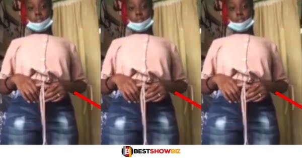 Young beautiful lady gives free show as she ṵndrḛss on camera (watch video)