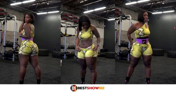 Lady shows her banging body while working out at the Gym (watch video)