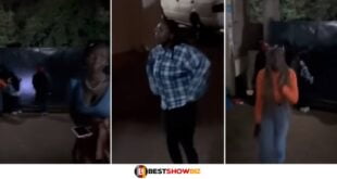 Lady goes to her ex-boyfriend's house with friends at midnight to break properties and cause confusion (video)