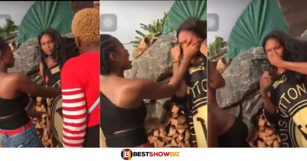 A Lady and her friends catch and beat slay queen who dates her father (watch video)
