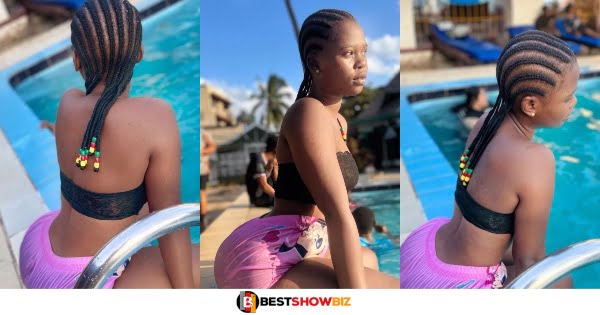 Slay queen causes confusion online after showing her wḛt nyἆsh in poolside photos