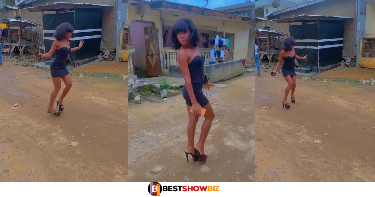 Beautiful Lady in Short Dress Nearly Falls While Walking in High Heels (Video)