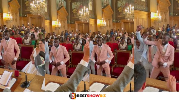 Groom celebrates in Church with his friends after wife said "I Do" (Video)