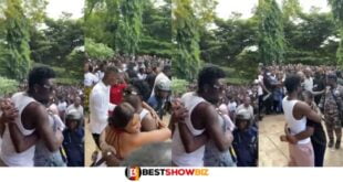 SHS Girls Tightly Hugs Kuami Eugene As He Storms Kumasi Wesley Girls (Video)