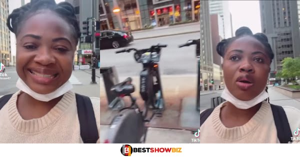 "Twene Jonas lied, I was nearly arrested when I tried to take one of the bicycle he said was free in America"- Lady cries (video)