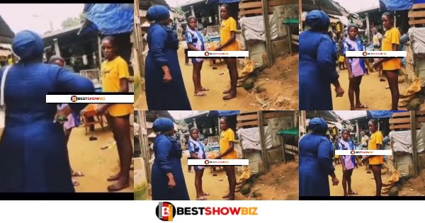 Watch Video as Female Preacher confronts young girls in the market over indecent dressing