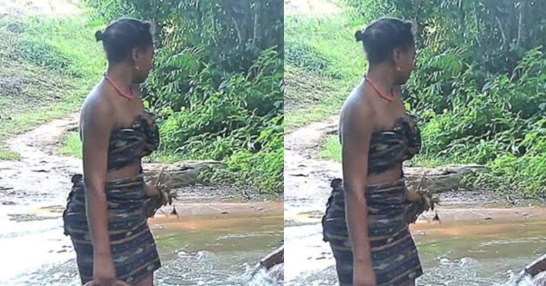 Man falls in a river and almost drown after grinding a woman with big nyἆsh (watch video)