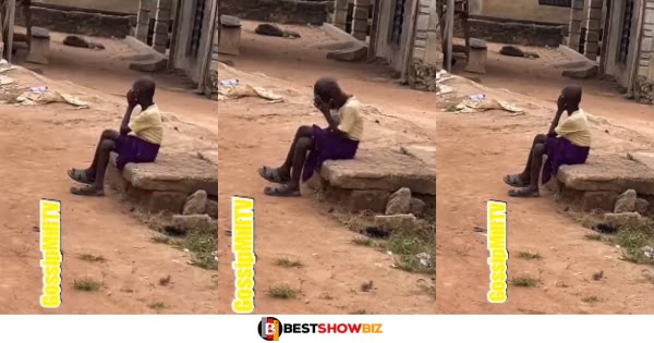 "what is making this small girl think?" Netizens reacts to a Video of a little girl sitting in tears with her hand on her chin