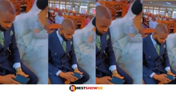 Groom spotted staking bet in church whiles his wedding was ongoing (watch video)