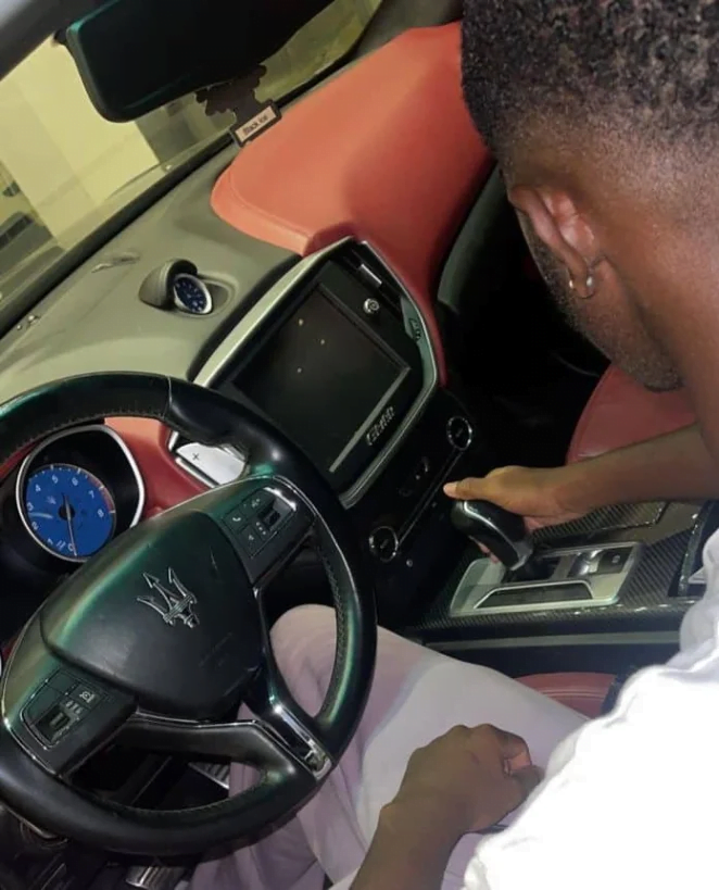 Money no be problem; Jackie Appiah's son flaunts his brand new Maserati