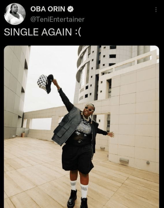"I am single again"- Teni says as she divorces her husband 3 days after her wedding