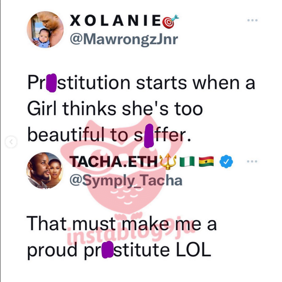 "I am a proud Prostïtüte"- BBnaija star Tacha reveals