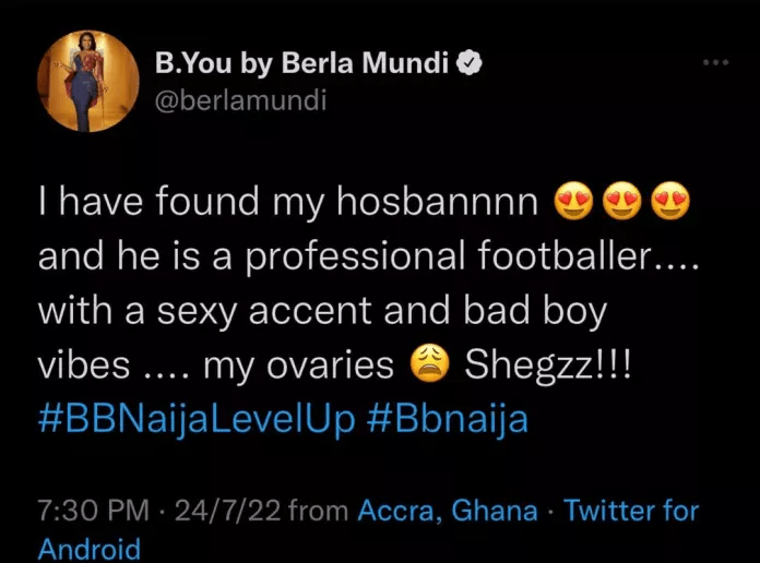 "I have found my husband, he is a footballer with bad boys vibes"- Berla Mundi