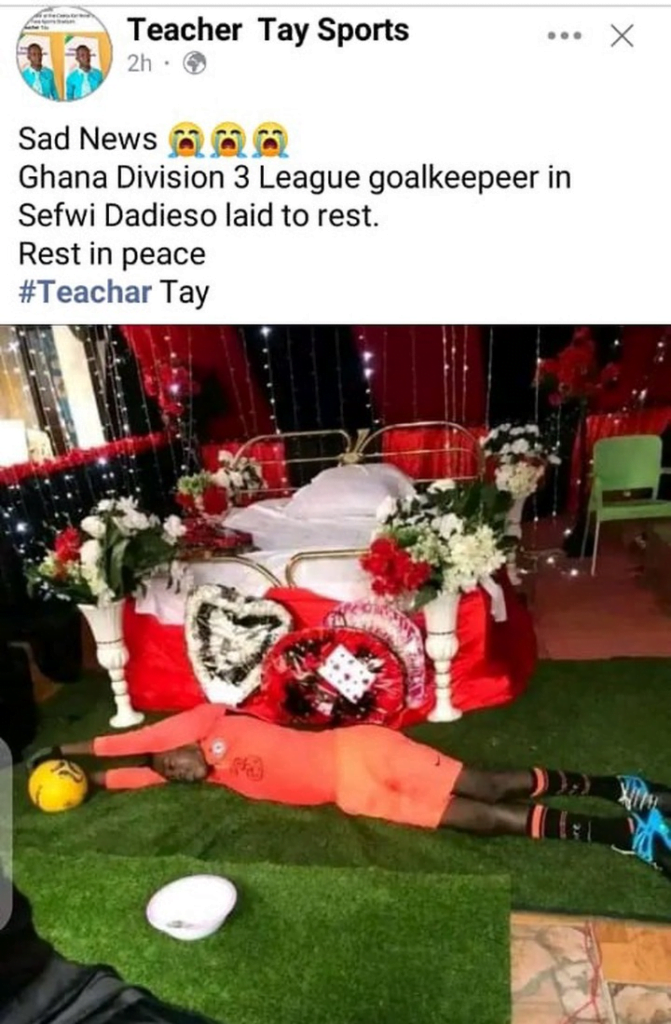 See How Division 3 Goalkeeper Catches Ball Even In His Death As He Is Being Laid In State