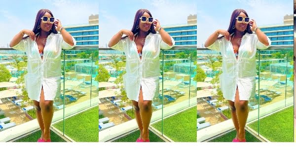 "Jackie Appiah has joined the slay queens now"- Netizens blast actress for showing her cleavage in a new video whiles swimming (watch video)