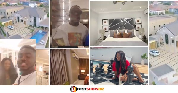 Kumawood actors storm Jackie Appiah's house for an Excursion tour in the mansion (watch video)