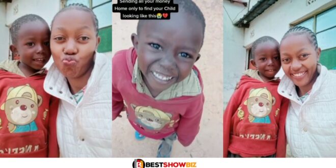 Lady returning from abroad in tears seeing her son dirty and unhealthy after sending money every month for his upkeep (video)