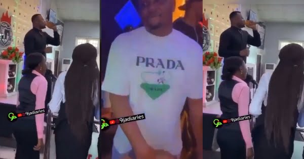 Man who was caught grinding slay queen at a club spotted singing in church on Sunday (video)