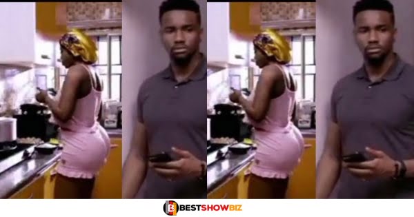 Watch How This Man's Reacted After Seeing His Wife's Big 'Nyᾶsh' Friend Cooking In Their Kitchen (Video)