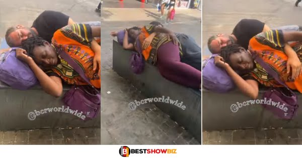 Homeless Man and his pregnant wife spotted sleeping on a side walk together (watch video)