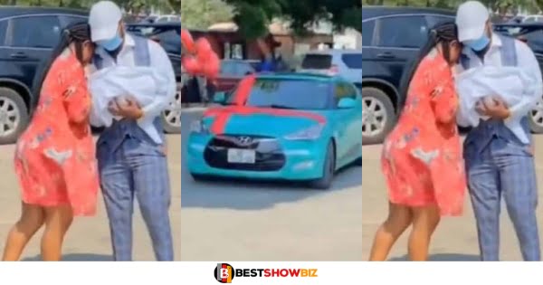 Man gifts his wife a brand new car after giving birth to their first child (video)