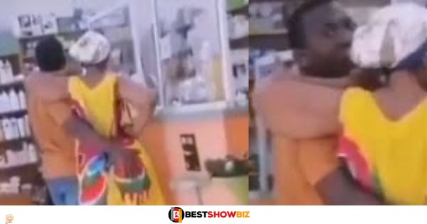 Man spotted pressing the nyἅsh of a lady as they went to a pharmacy to buy c0ndoms (watch video)