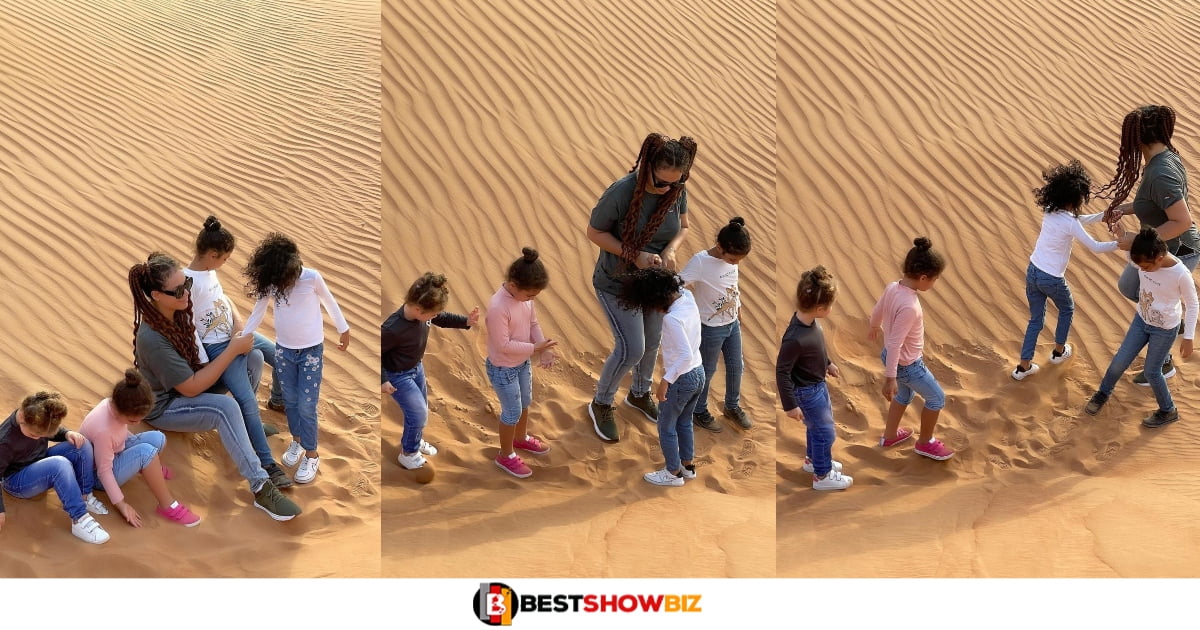 See beautiful photos of Nadia Buari and her daughters having fun on the Dubai Desert