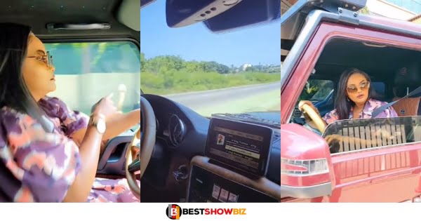 Nana Ama Mcbrown spotted chilling in her expensive G- wagon (watch video)