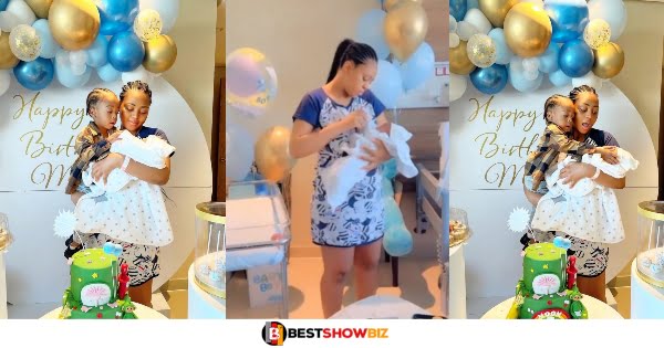 Regina Daniels turn the hospital she gave birth at into a party house as she and her family celebrate (see photos)