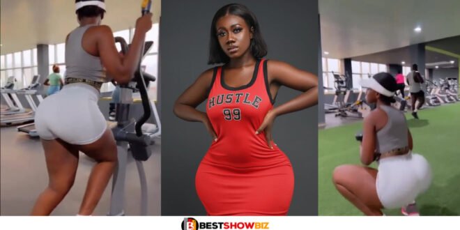 Hajia Bintu Displays Her Natural Big Nyãsh As She Storms Gym In New Video