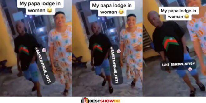 Young Man clashes with his father lodging in a hotel room with his Sidechick