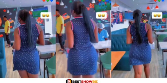 Lady Confuses Men In A restaurant As She Shakes Her Big Nyᾶsh While Walking (Video)